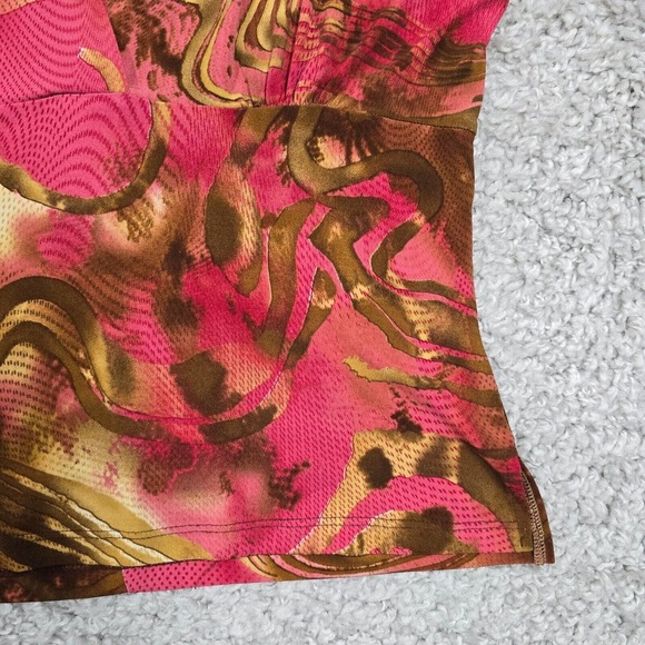 Vtg‎ California Grown Babydoll Top Large Pink Brown Y2K 90s Coquette Retro Artsy - Picture 2 of 9